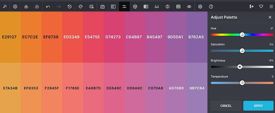 adjust palette