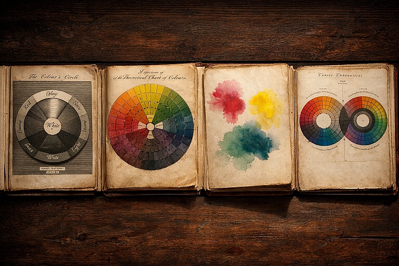 antique color theory diagrams in books