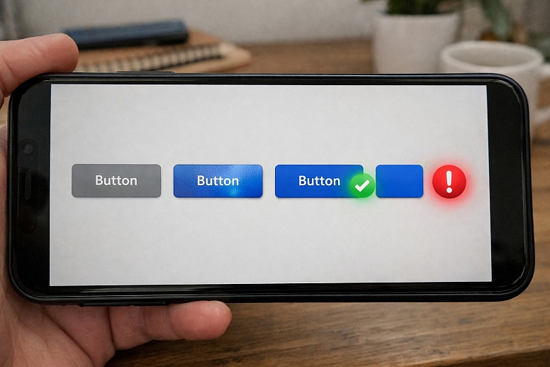 button states in action on smartphone screen