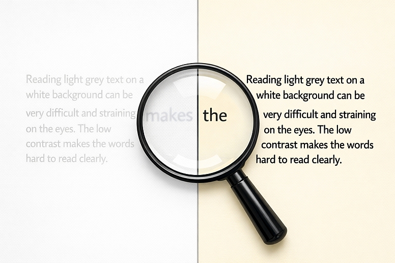 clear vs unclear text contrast comparisons