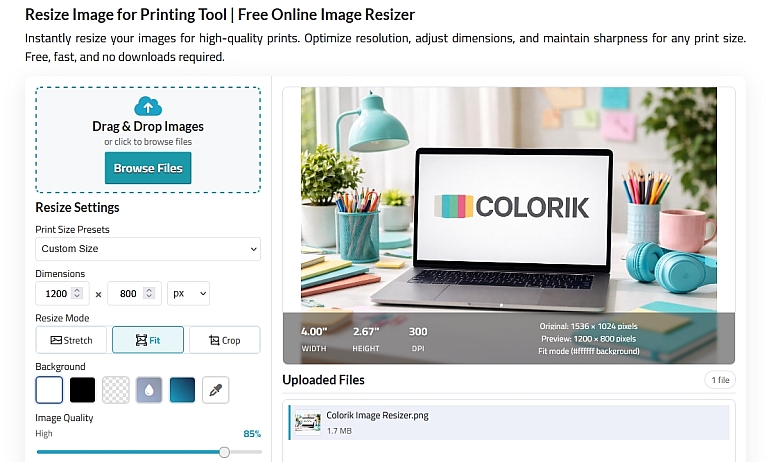 colorik image resizer tool