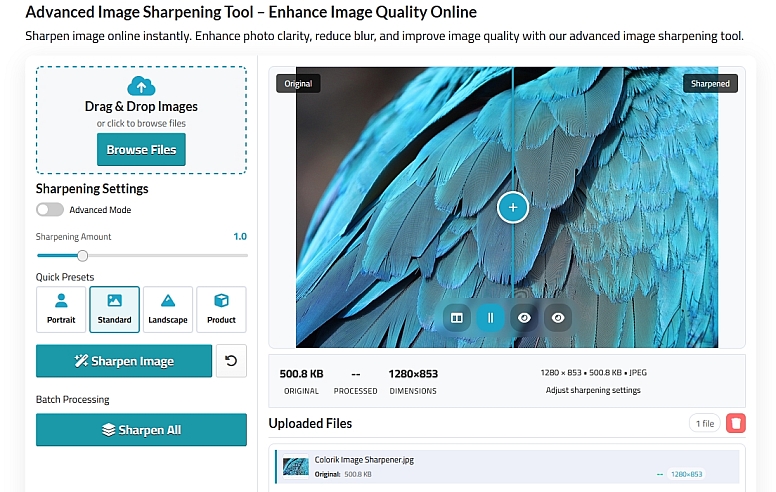 colorik image sharpening tool