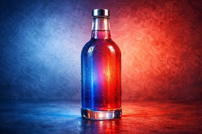 colourful gradient in a sleek bottle