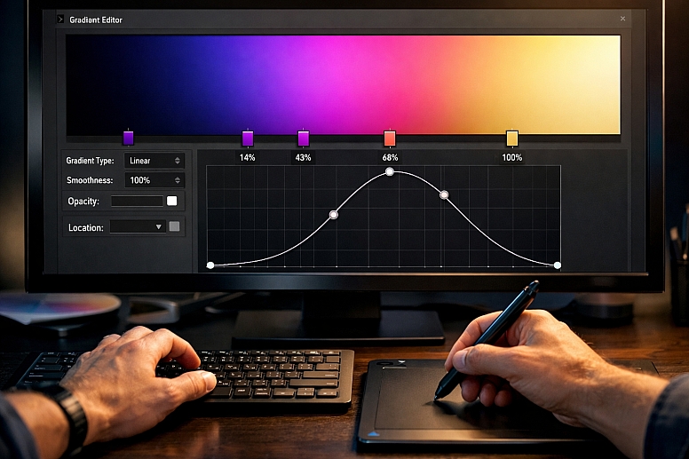 designer working on gradient editor