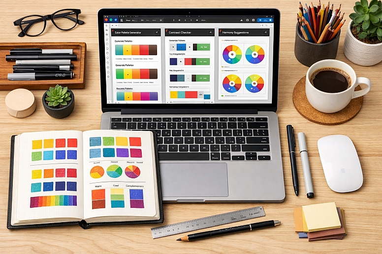designer workstation with creative tools