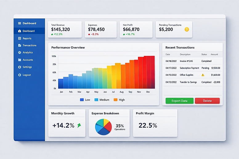 financial performance dashboard overview