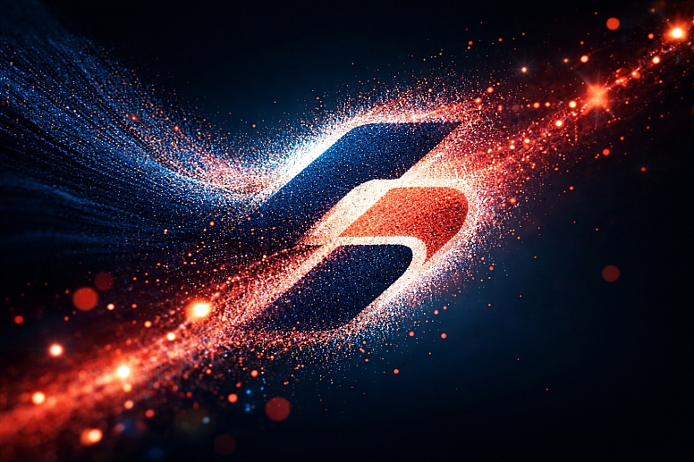 logo formation with glowing particles