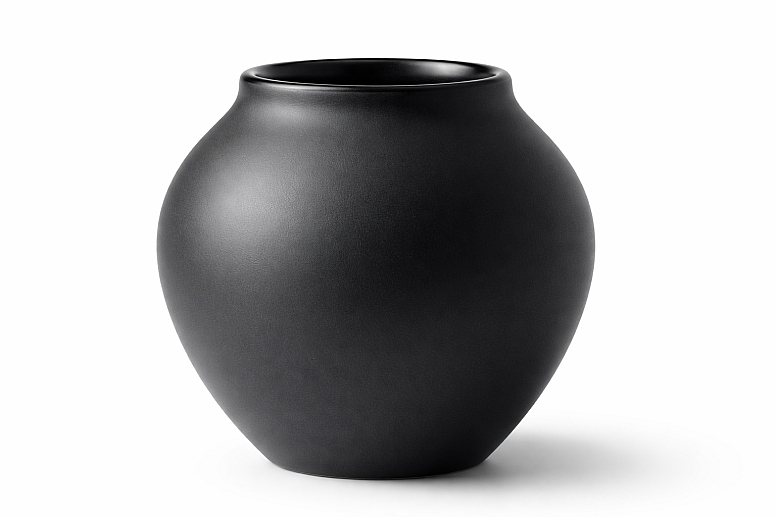 matte black vase on white background