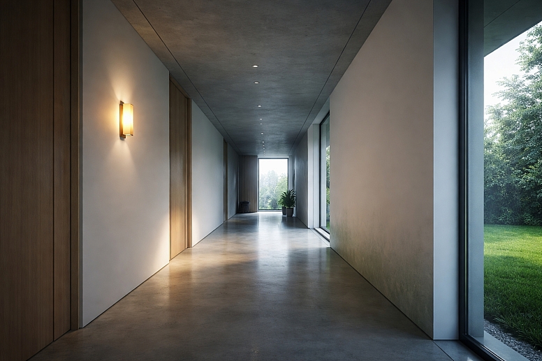 minimalist corridor with natural light