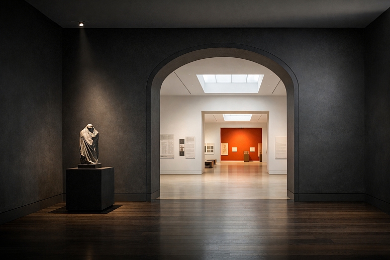 museum gallery progression through colour sections