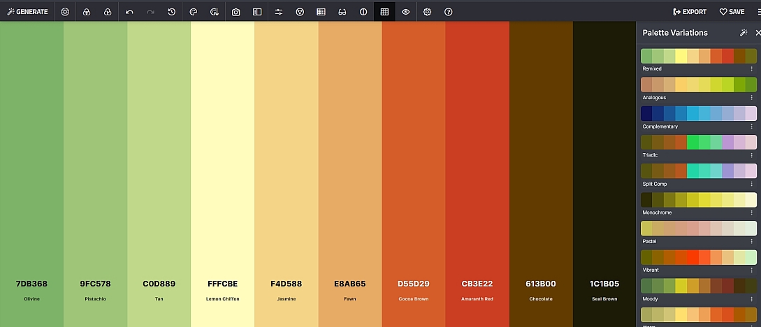palette variations