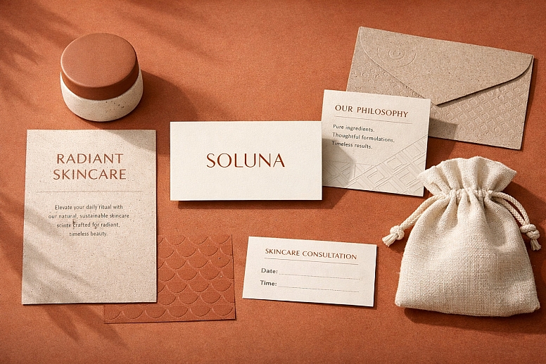 skincare branding on terracotta background