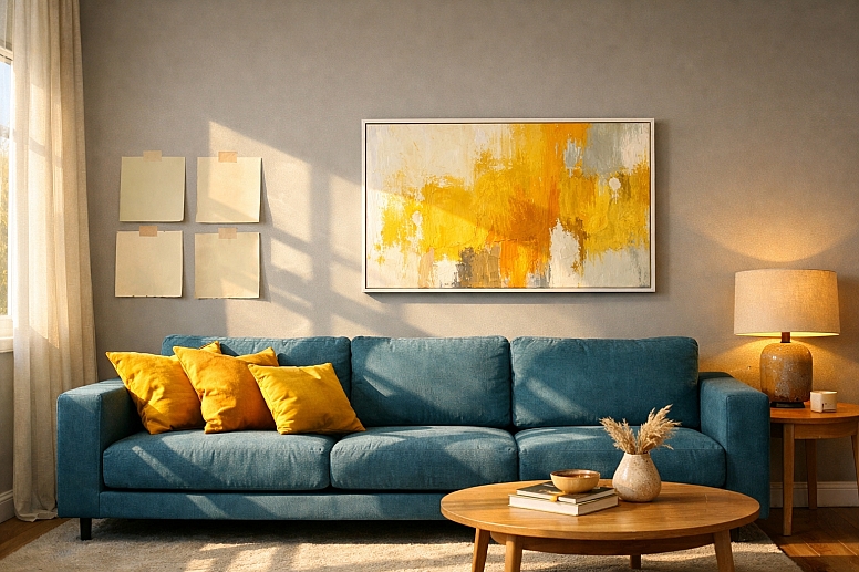 sunlit minimalist living room