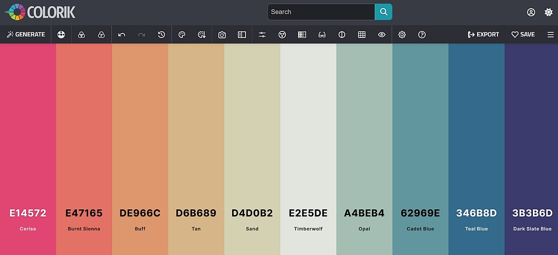 ten colour palette