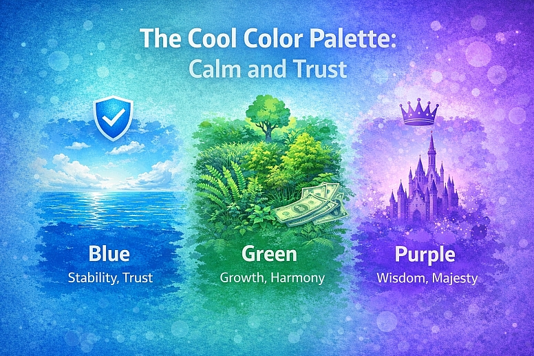 the cool color palette promotes calm and trust