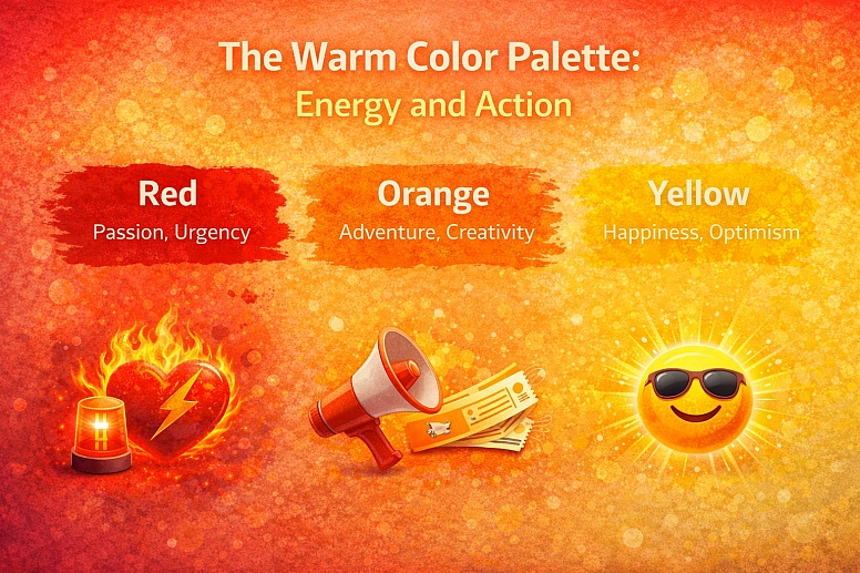 the warm color palette emphasizes energy and action