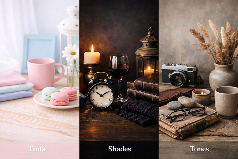 tints shades tones color psychology mood perception